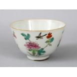 A 19TH CENTURY CHINESE FAMILLE ROSE PORCELAIN CUP, the cup decorated with scenes of birds and flora,