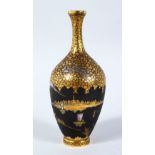 A GOOD QUALITY JAPANESE MEIJI PERIOD IRON & MIXED METAL DAMASCENED VASE BY OHAYO, the body of the