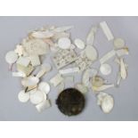 A MIXED LOT OF 19TH CENTURY CHINESE CARVED MOTHER OF PEARL GAME COUNTERS, all varying shapes and