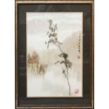 A GOOD 19TH / 20TH CENTURY FRAMED CHINESE WATERCOLOUR PAINTING ON PAPER, the painting depicting a