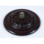 A GOOD QUALITY 19TH CENTURY CHINESE HARDWOOD CENSER COVER, carved and pierced with lotus dcecoration