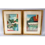 A PAIR OF JAPANESE WOODBLOCK PRINTS BY HIROSHIGE - 60 VIEWS OF PROVINCE, both prints from the " 60