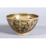 A JAPANESE LATE MEIJI PERIOD SATSUMA BOWL, the ecterior of the bowl decorated with seven immotal /