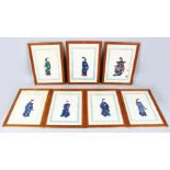A GOOD SET OF SEVEN 19TH CENTURY CHINESE PAINTINGS ON RICE PAPER, each painting of a different