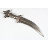 A GOOD SILVER INLAID INDIAN DAGGER, 33.5cm long.