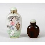 A MIXED LOT OF 19TH / 20TH CENTURY CHINESE REVERSE PAINTED SNUFF BOTTLE, decorated with scenes of