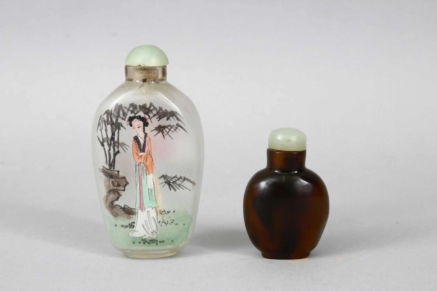 A MIXED LOT OF 19TH / 20TH CENTURY CHINESE REVERSE PAINTED SNUFF BOTTLE, decorated with scenes of - Image 2 of 3