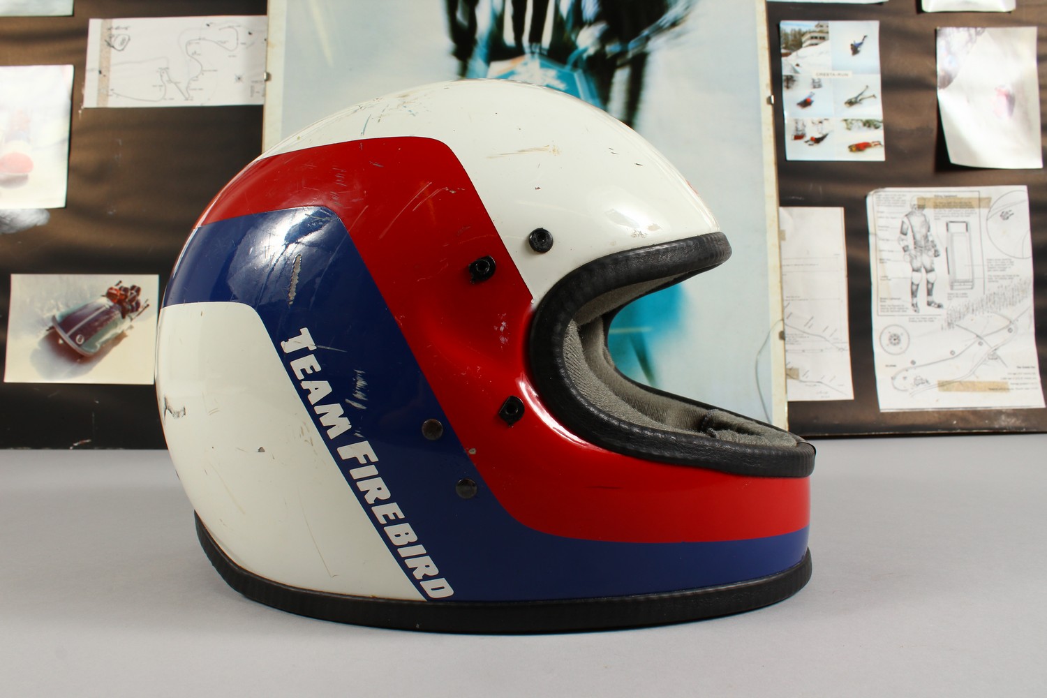 A CENTURION "TEAM FIREBIRD" CRASH HELMET, as used on the Cresta Run at St Moritz; together with - Image 2 of 15