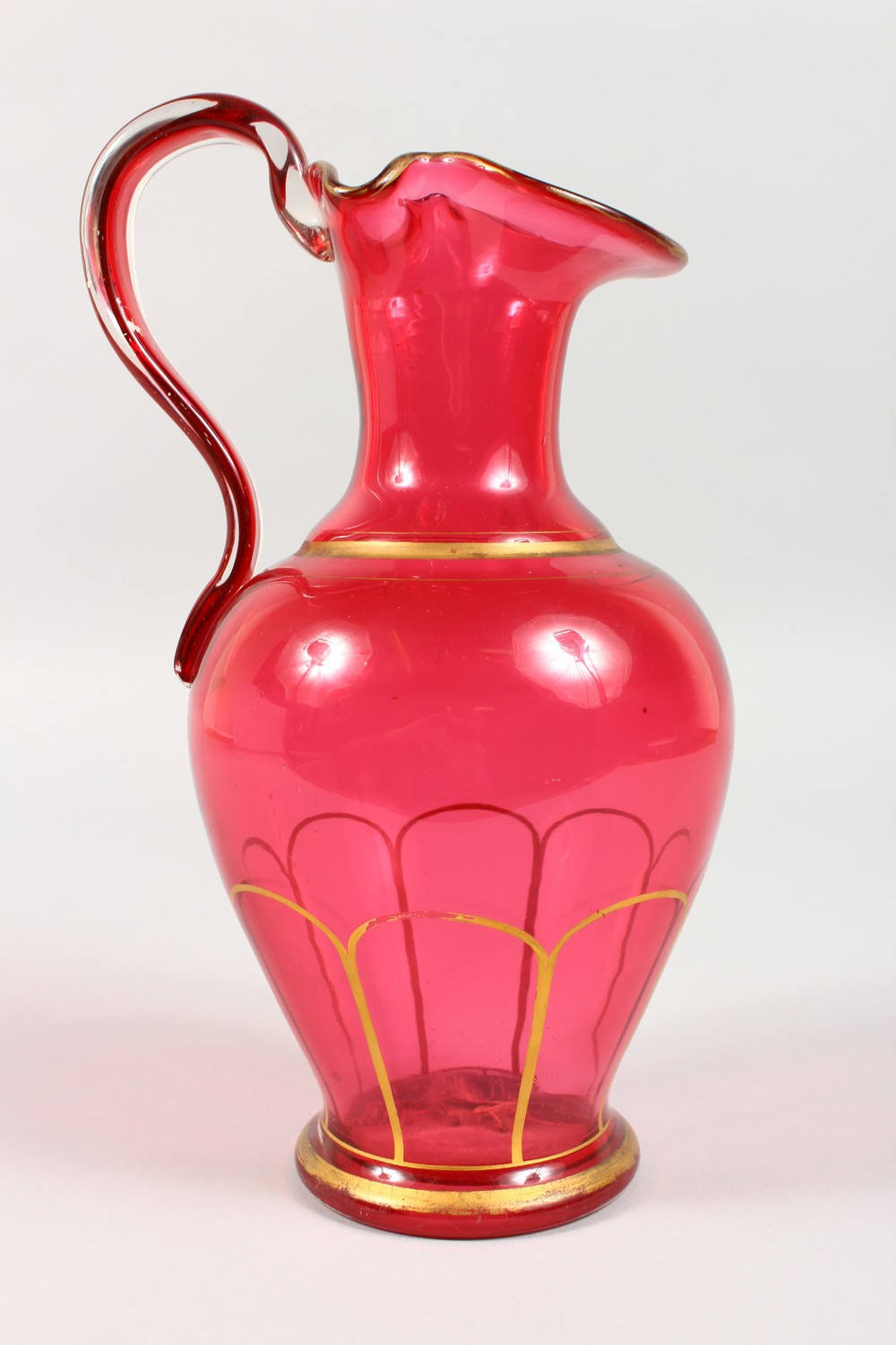 A VICTORIAN RUBY GLASS JUG. 9.5ins high. - Image 5 of 11