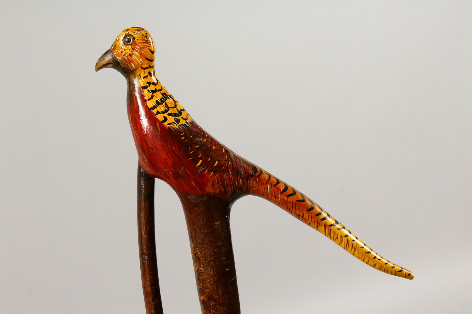 AN ENTWINED WALKING STICK, the handle carved as a pheasant. 55ins long. - Image 2 of 11