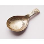 A WILLIAM IV CADDY SPOON. London 1836. Maker: S.P.