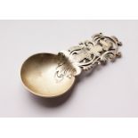 A STERLING SILVER SHREVE, CRUMP & LOW CADDY SPOON.