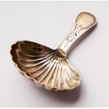 A GEORGE III CADDY SPOON. London 1802. Maker: Duncan Urquhart & Naphtali Hart.