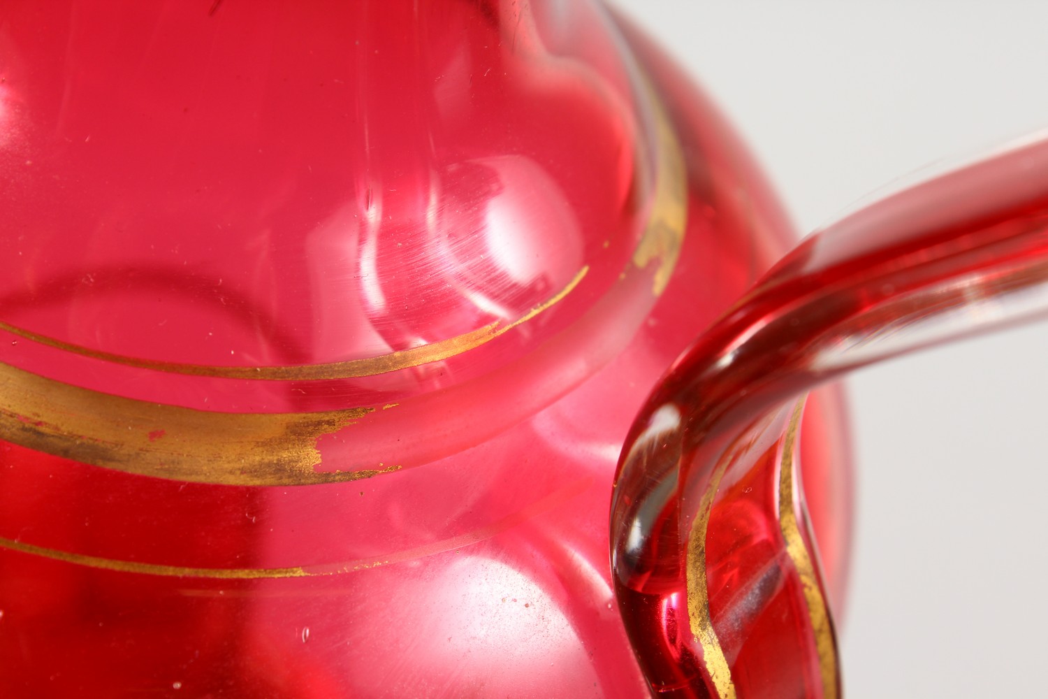 A VICTORIAN RUBY GLASS JUG. 9.5ins high. - Image 11 of 11