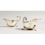 A PAIR OF SAUCEBOATS. Chester 1937. 14.5cm long