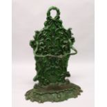 A GOOD 19TH CENTURY CAST IRON STICK STAND, by FONDERIA RESTELLI, cast with two semi-nude standing