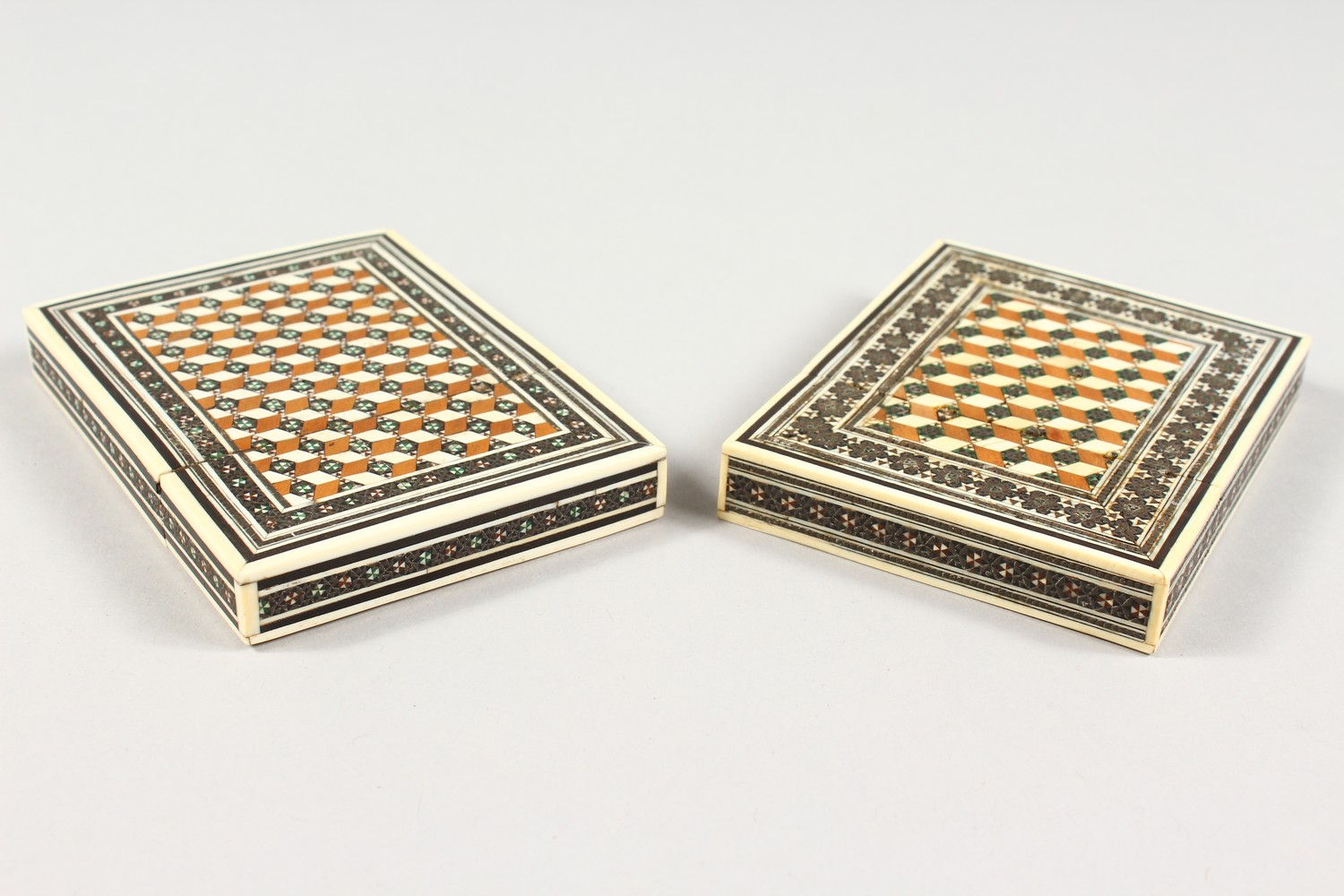 TWO EASTERN INLAID SANDALWOOD CARD CASES. 4ins x 3ins. - Image 2 of 3