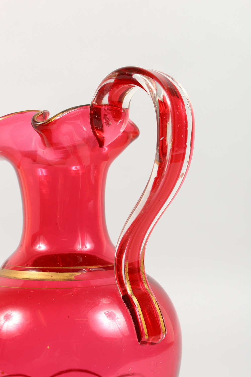 A VICTORIAN RUBY GLASS JUG. 9.5ins high. - Image 3 of 11