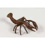 A JAPANESE BRONZE MODEL OF A LOBSTER. 4ins long.