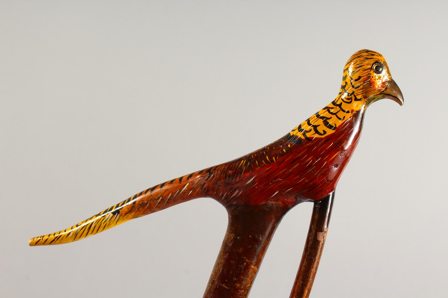 AN ENTWINED WALKING STICK, the handle carved as a pheasant. 55ins long. - Image 5 of 11