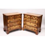 A GOOD PAIR OF GEORGE II STYLE WALNUT BACHELOR'S CHESTS, with foldover tops, two short and three