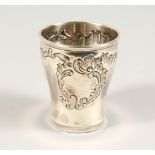 A CONTINENTAL CHRISTENING BEAKER, repousse with flowers.