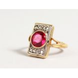 A GOOD RUBY AND DIAMOND ART DECO RING.