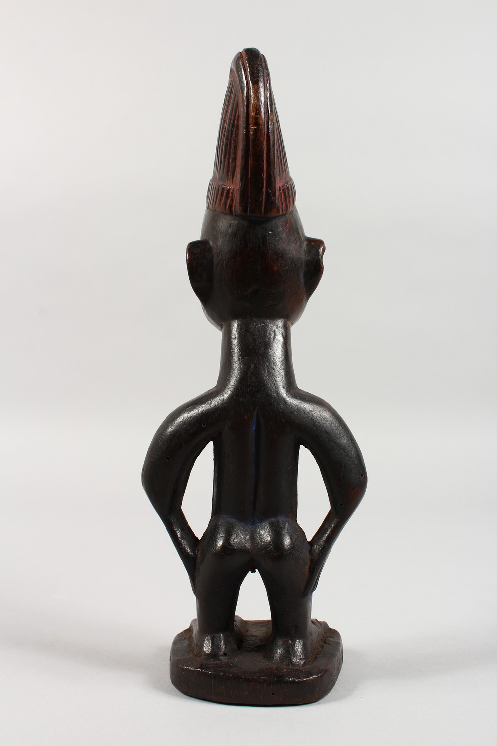 AN YORUBA TRIBE CARVED WOOD STANDING FEMALE FIGURE, with traces of original pigment. 11ins high. - Image 3 of 5