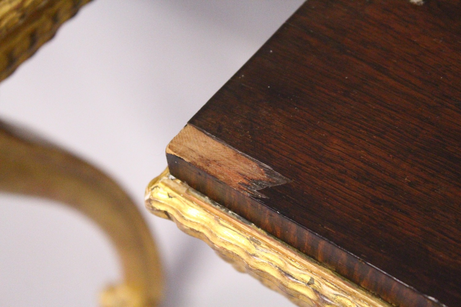 A PAIR OF 19TH CENTURY ROSEWOOD AD GILTWOOD SMALL CONSOLE TABLES, the rectangular tops supported - Image 3 of 5