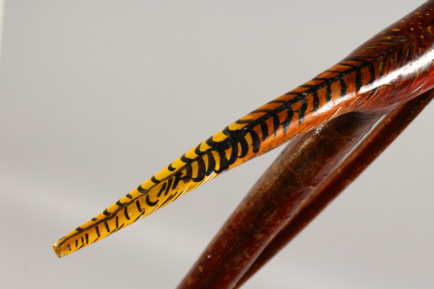 AN ENTWINED WALKING STICK, the handle carved as a pheasant. 55ins long. - Image 6 of 11