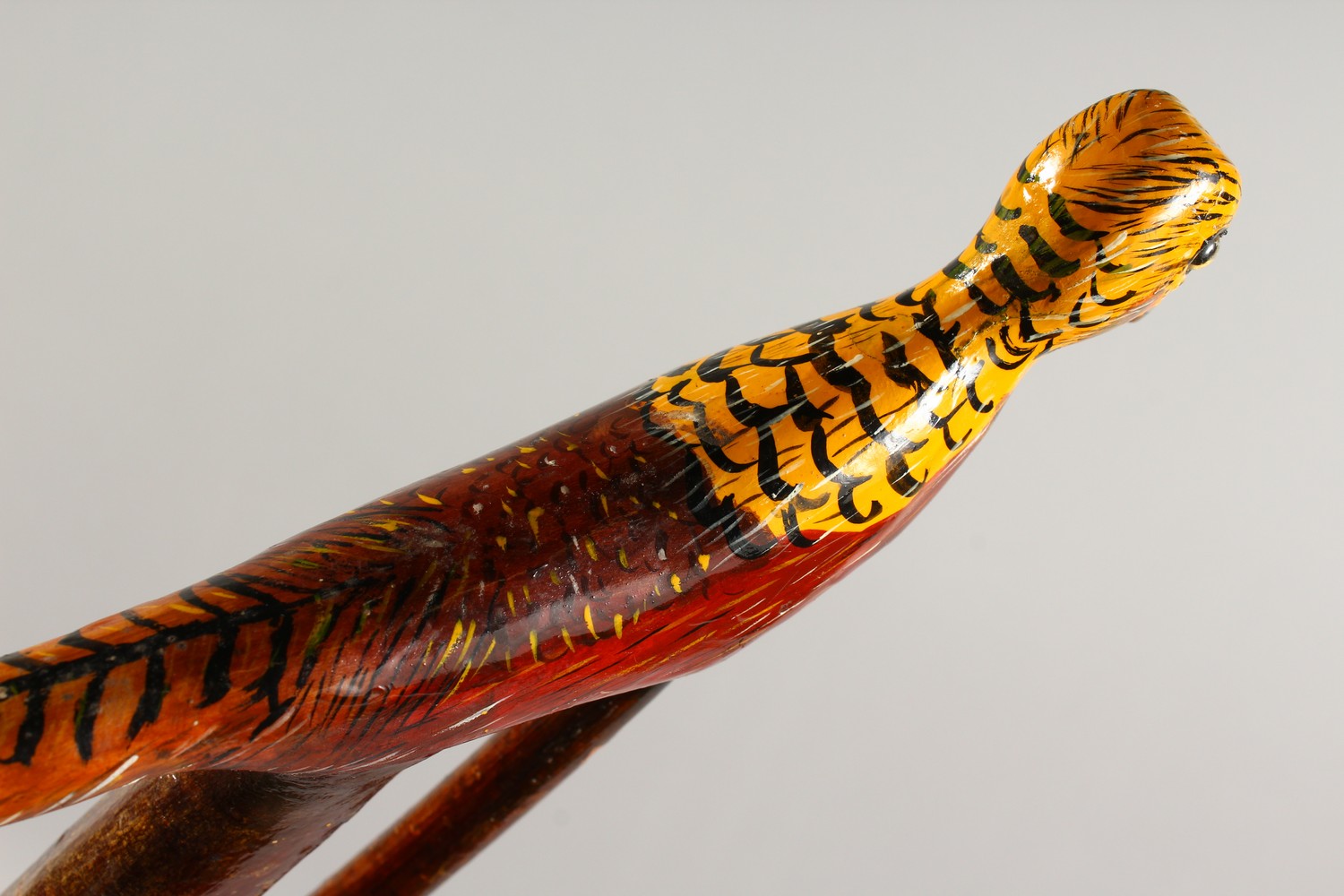 AN ENTWINED WALKING STICK, the handle carved as a pheasant. 55ins long. - Image 7 of 11