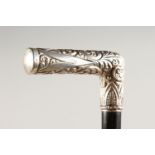 A GOOD SILVER HANDLED WALKING STICK with acanthus decoration. London 1953. 3ft long.