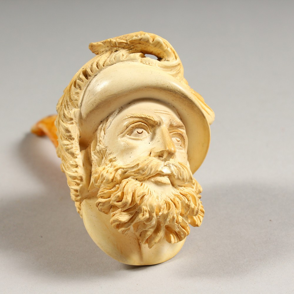 A VERY GOOD MEERSCHAUM PIPE, the bowl modelled as a bearded gentleman, in a fitted case. - Image 14 of 14