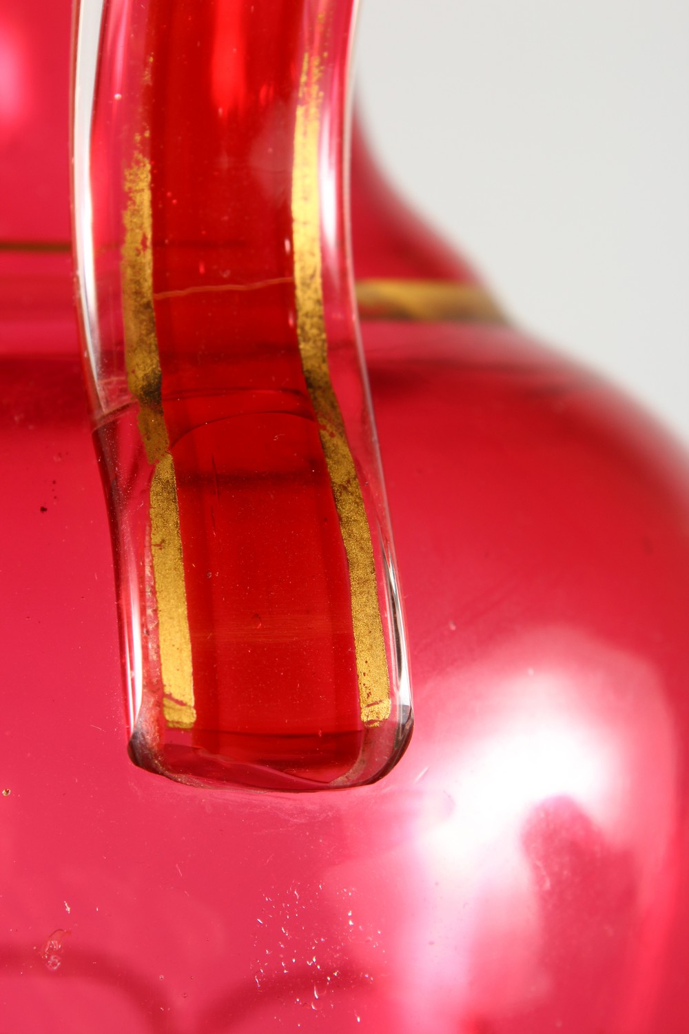 A VICTORIAN RUBY GLASS JUG. 9.5ins high. - Image 10 of 11