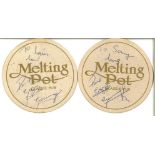 PAUL GASCOIGNE, two signed beer mats from the Melting Pot pub.