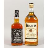 JACK DANIELS OLD NO. 7 BLEND SOUR MASH WHISKY and TEACHERS HIGHLAND CREAM.