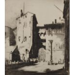 Sidney Tushingham (1884-1968) British. "Sunshine & Shadow, San Renio", Drypoint Etching, Signed in