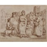 After Thomas Rowlandson (1756-1827) British. 'The Ballad Singers', Engraving, Unframed, Overall 6.5"