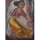 20th Century Indian School. Study of a Dancer, Mixed Media, 24" x 17.75". Provenance: Chemold