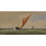 Charles Taylor (act.1836-1871) British. Shipping in Choppy Waters, Watercolour, Signed, 9.5" x 19.