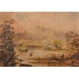 Manner of John Glover (1767-1849) British/Australian. A Mountainous River Landscape, Watercolour,