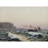 August Morton Hely-Smith (1862-1941) British. A Fishing Trawler in Choppy Waters, Watercolour,