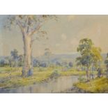 Hubert Jarvis (1882-1964) Australian. A River Landscape, Watercolour, Signed, 20" x 27".