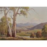 Sir Erik Langker (1898-1982) Australian. An Australian Bush Landscape, Oil on Canvas, with a label