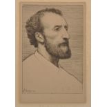Alphonse Legros (1837-1911) French. Portrait of Jules Dalou, Etching, Inscribed, Unframed, 8.75" x