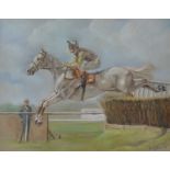 Fortunino 'Franco' Matania (1922-2006) Italian/British. Study of a Horse Jumping a Fence, Pastel,