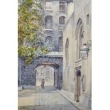 V... Allan (20th Century) British. A Street Scene in Oxford, Watercolour, Signed, and Inscribed on a