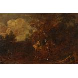 18th Century Dutch School. A Windswept Landscape, Oil on Card, Unframed, 5.25" x 7.75".