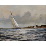 David Short (20th Century) British. A Seascape with a Sailing Boat, Oil on Panel, Signed, 8" x