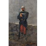 Francisco Legua (?- 1926) Spanish. Study of a Standing Officer, Oil on Panel, Signed, 11" x 7".